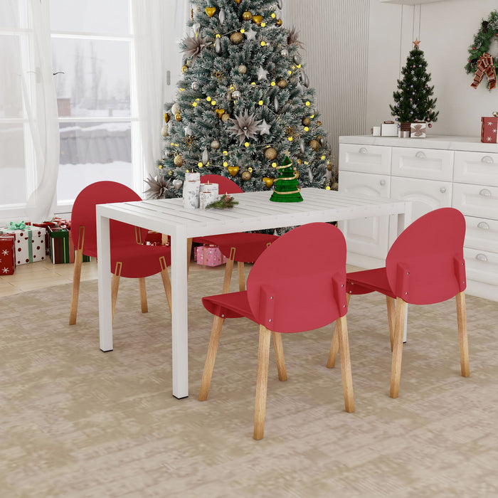 4 Piece Set Of Single Chairs With Long Table