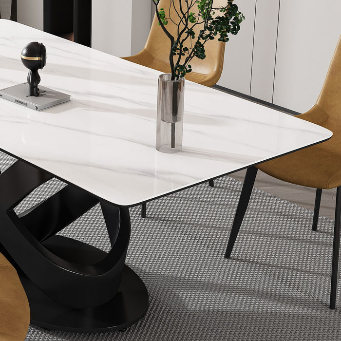 Rectangular Dining Table, For Dinner Party, 4 Chairs - Black / White