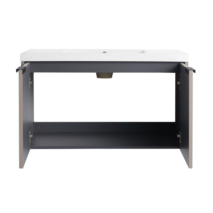 Contemporary Wall Mounted Bathroom Vanity With Resin Double Sink