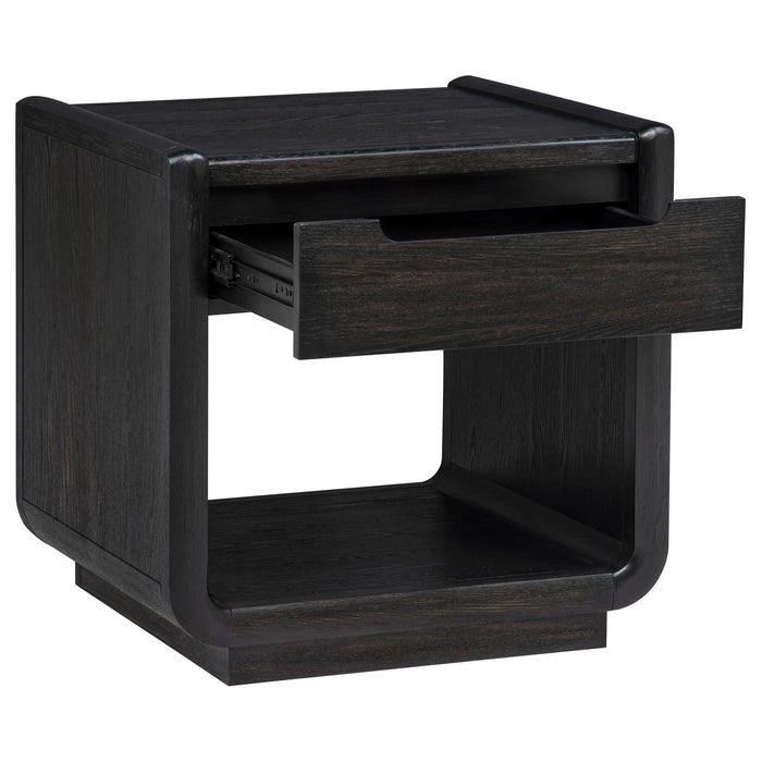 Leandro 1-drawer Wood Occasional Side End Table Burnished Black
