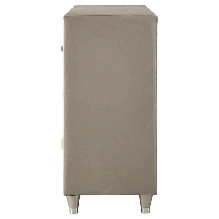 Antonella 7-drawer Upholstered Dresser Ivory and Camel