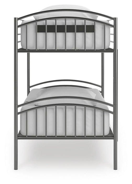 Lanceburg - 3 Pc. - Twin Over Twin Bunk Bed And 2 Mattresses - Gray