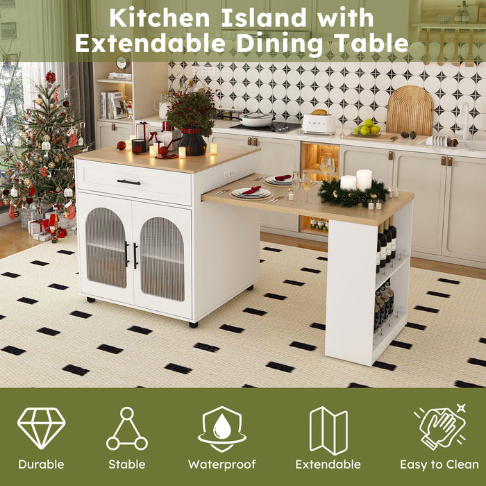Expandable Kitchen Island With Power Outlet