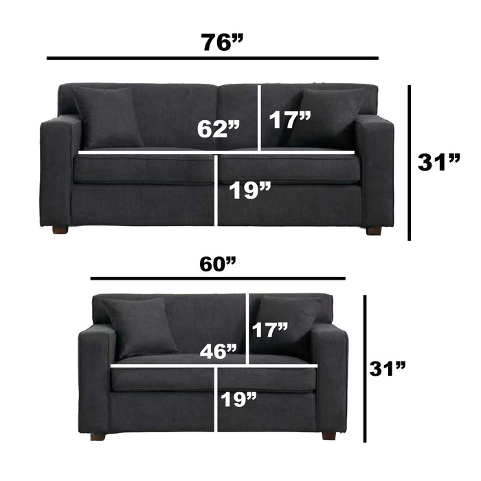 Convertible Sleeper Loveseat & Chair Set With Fold Out Mattress, Loveseat & Chair - Gray