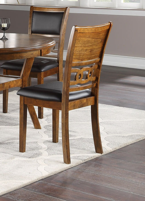 Contemporary Dining 5 Pieces Set Round Table 4 Side Chairs Walnut Finish Rubberwood Unique Design