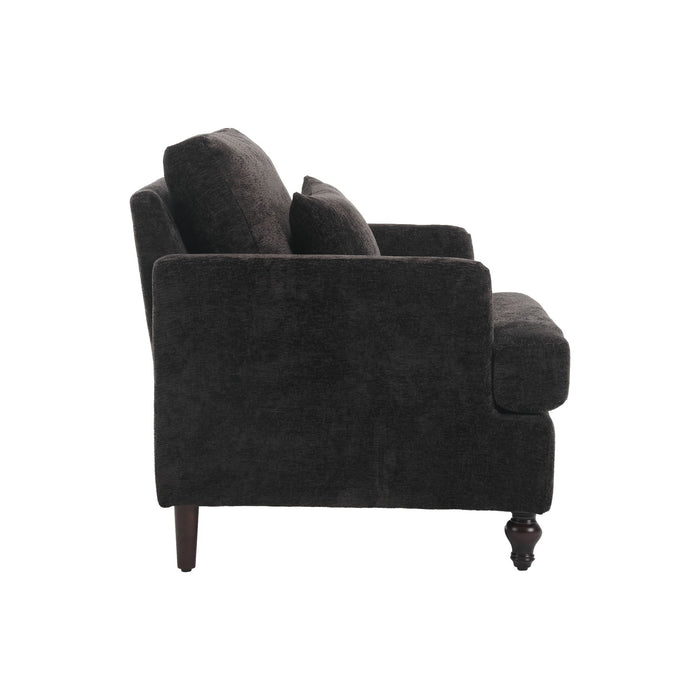 Modern Mid Century Wood Frame Armchair With Tufted Design