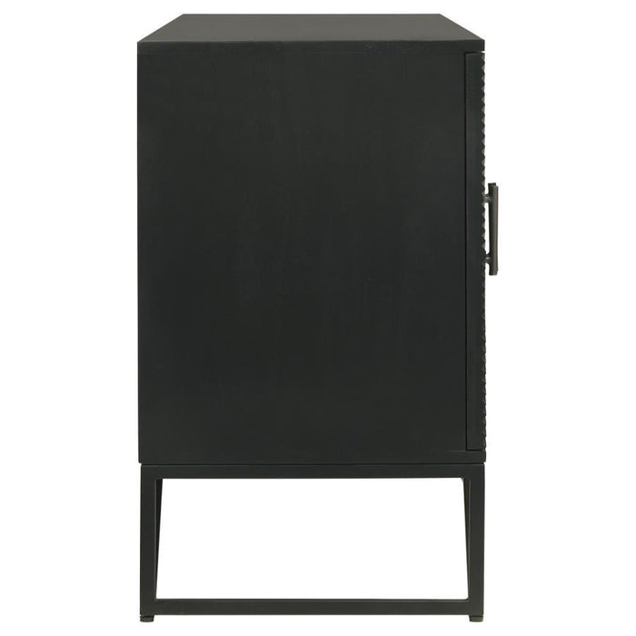 Riddell - 4 Door Wood Reeding Accent Cabinet - Matte Black