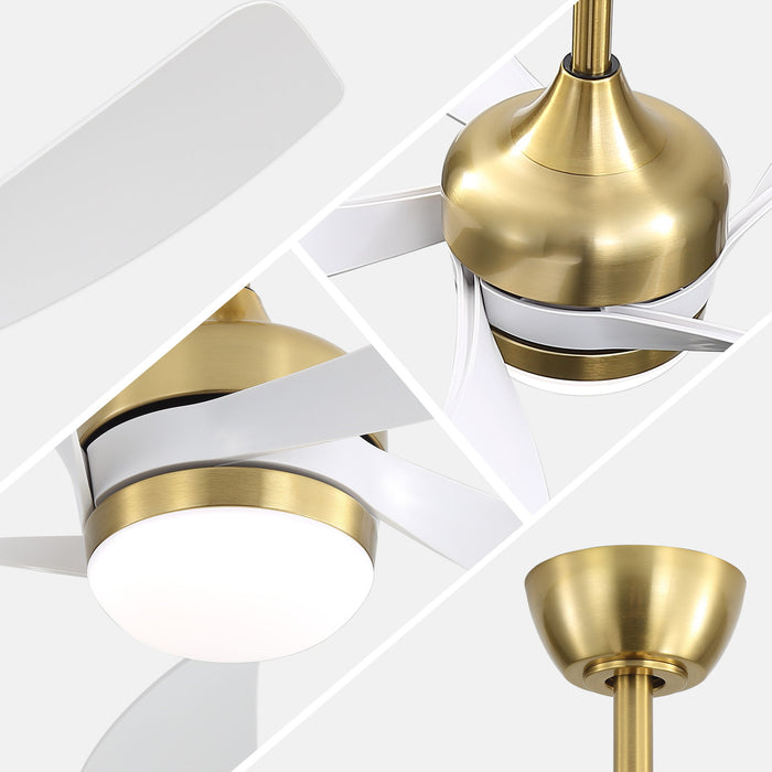 52" Indoor Ceiling Fan With 3 Color Dimmable LED Light Blades, Reversible DC Motor, Remote Control