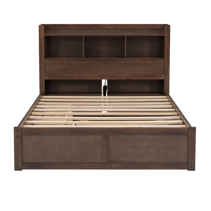 Storage Platform Bed With Pull Out Shelves, Trundle, And 2 Drawers
