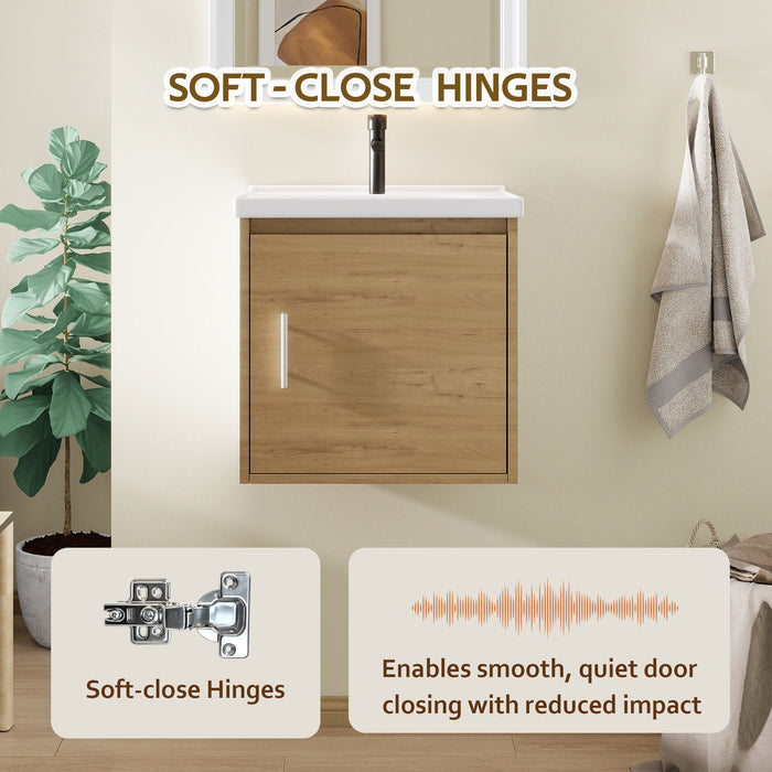 Floating Bathroom Vanity Combo, Wall Mounted Cabinet With Sink & Soft Close Doors For Small Bathrooms