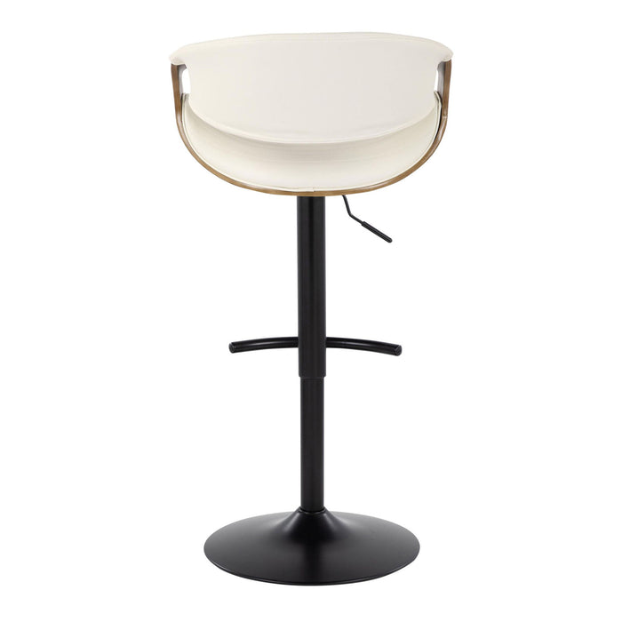 Symphony - Mid Century Modern Adjustable Barstool With Swivel With Rounded T Footrest (Set of 2)