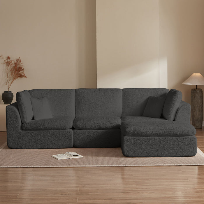 Cloud Sectional Couch, Convertible With Ottoman, 3 Seater Modular Design