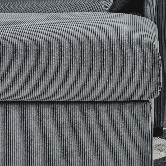 Comfy Corduroy Oversized Chaise Lounge Chair With Ottoman And Storage