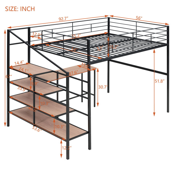 Loft Bed With Desk And Lateral Storage Ladder