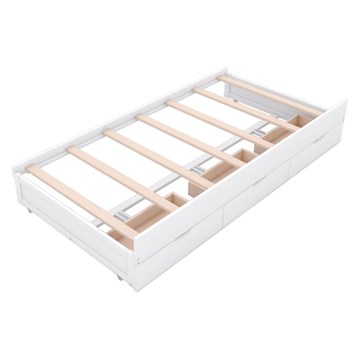 LED Platform Bed With Trundle With Storage Headboard With Drawers