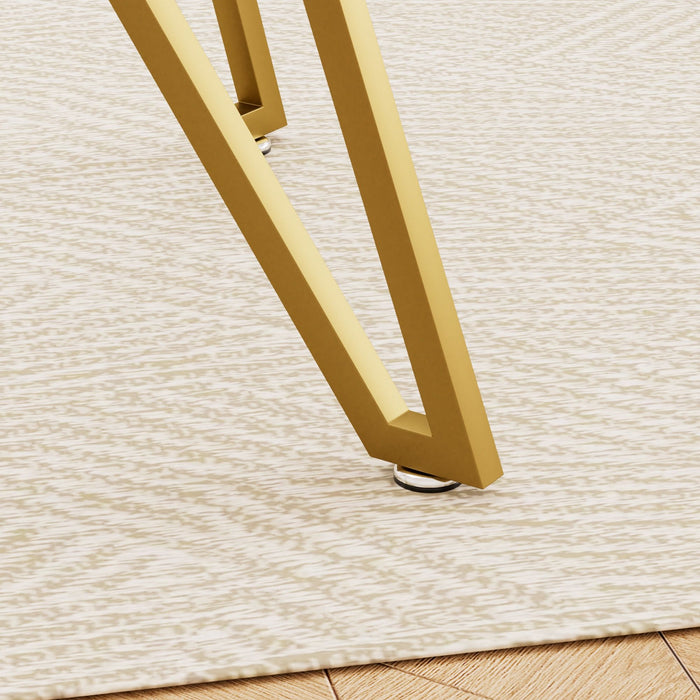 Modern Glass Dining Table With Metal Legs