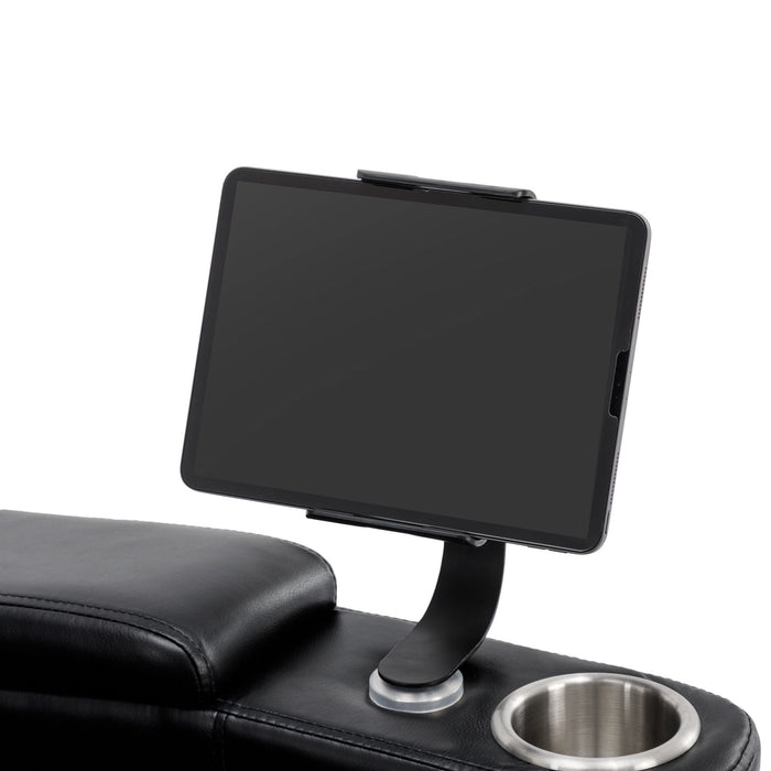 270° Power Swivel Recliner Home Theater Chair With Hidden Arm Storage, LED Light, Cup Holder, And Tray Table
