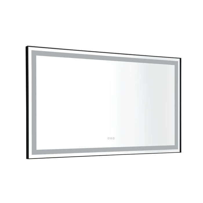 Framed LED Single Bathroom Vanity Mirror In Polished Crystal With 3 Color Lights Mirror For Wall