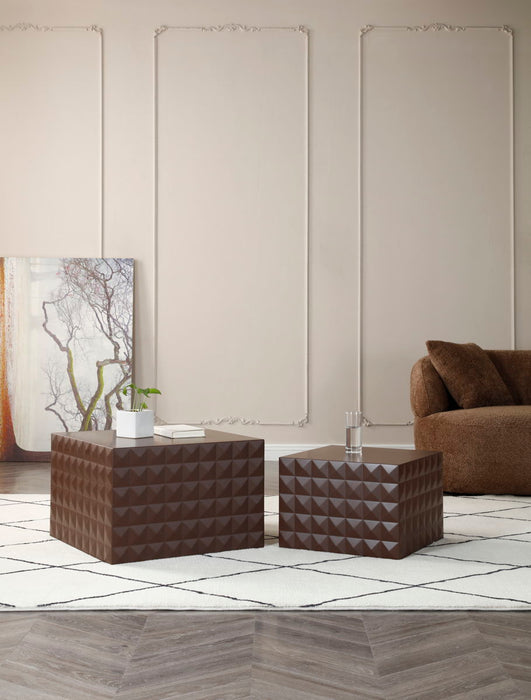 Handcraft Nesting Table (Set of 2) Square End Table / Coffee Table For Living Room Brown