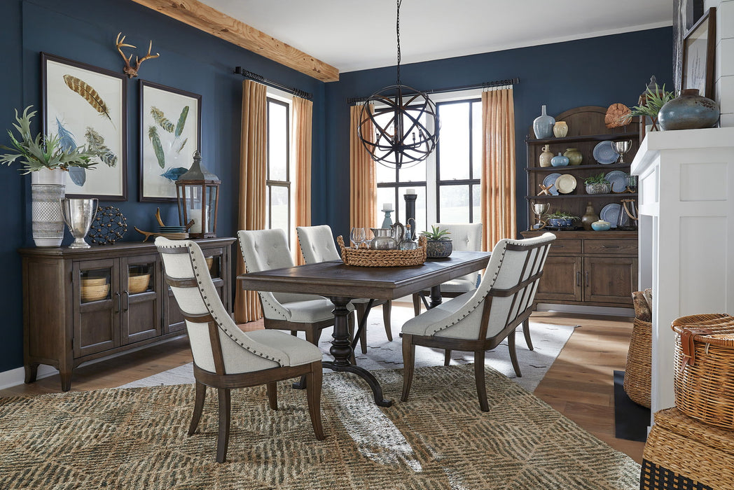 Roxbury Manor - Bench With Upholstered Seat and Back - Homestead Brown