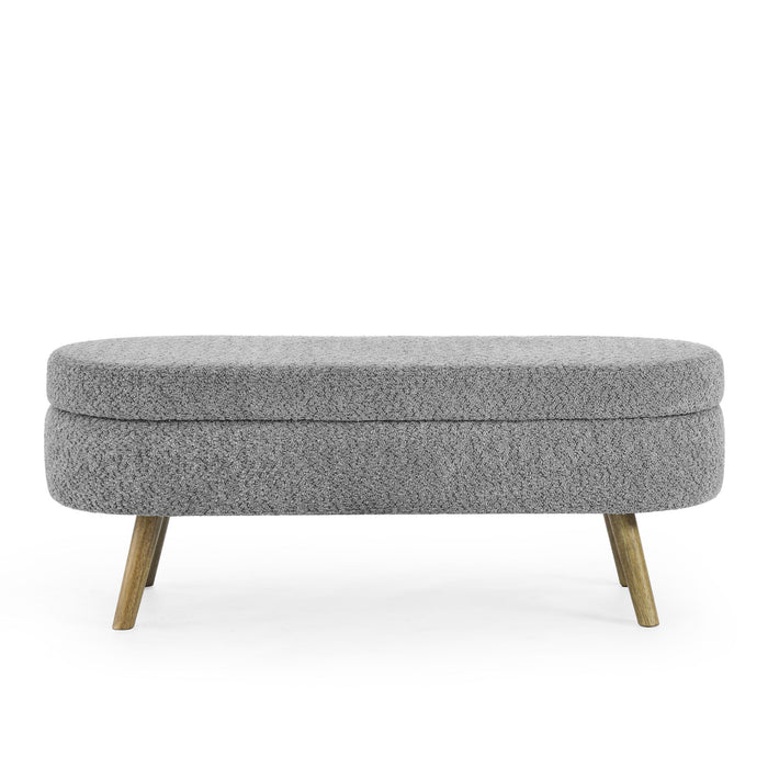 Ottoman Oval Storage Bench With Rubber Wood Legs