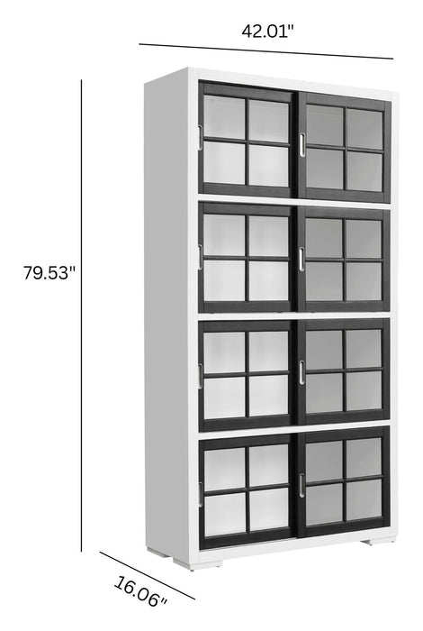 Pulaski Accents - 4-Shelf Sliding Door Bookcase - White / Black