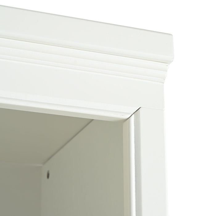 Retro Style 75'' Tall Display Shelf With Cabinet For Hallways Living Room Kitchen - White