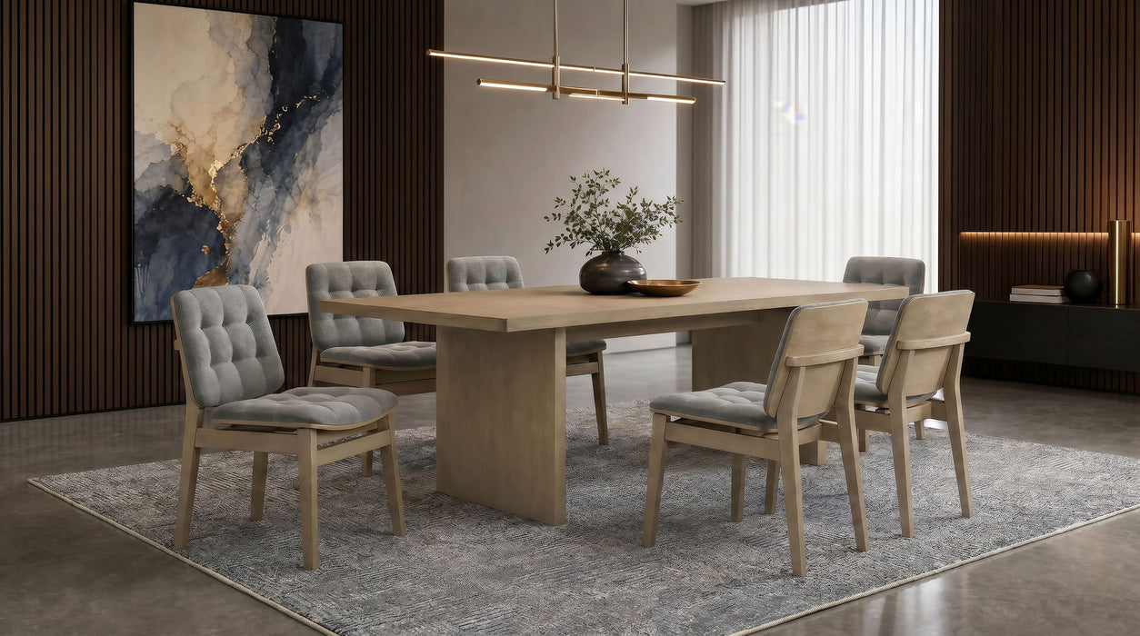 Decker 7-piece 82-inch Rectangular Dining Set Grey and Natural Oak