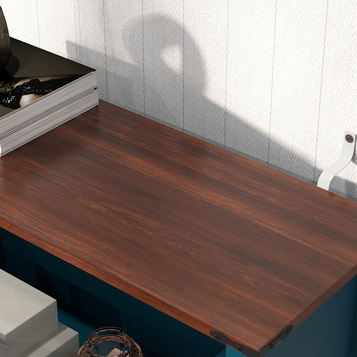 Farmhouse Style Console Table With 2 Drawers And Bottom Storage Shelf