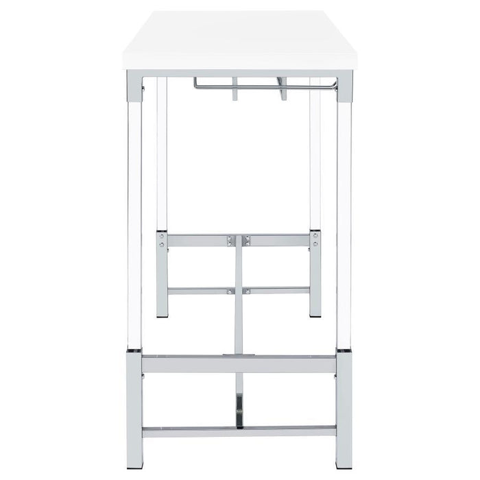 Norcrest - Acrylic Leg Bar Table - White High Gloss