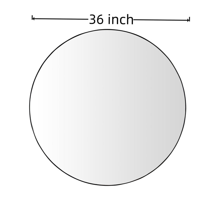 Wall Circular Framed Vanity Mirror For Bathroom, Living Room Decor - Black