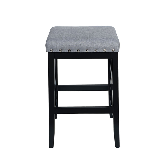Greely Saddle Barstool Set With Fabric Upholstery - Light Gray