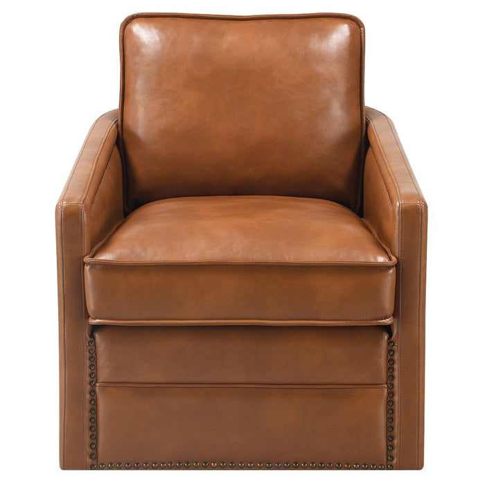 Rocha - Swivel Chair - Brown Leather Aire