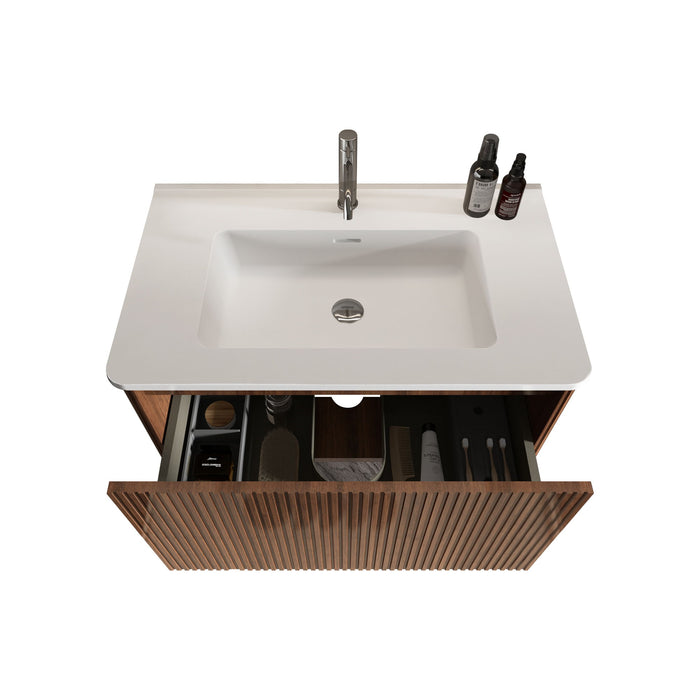 Etna - Striped Bathroom Vanity With Ceramic Sink, Wall Mounted Floating Bathroom Vanity For Modern Bathroom