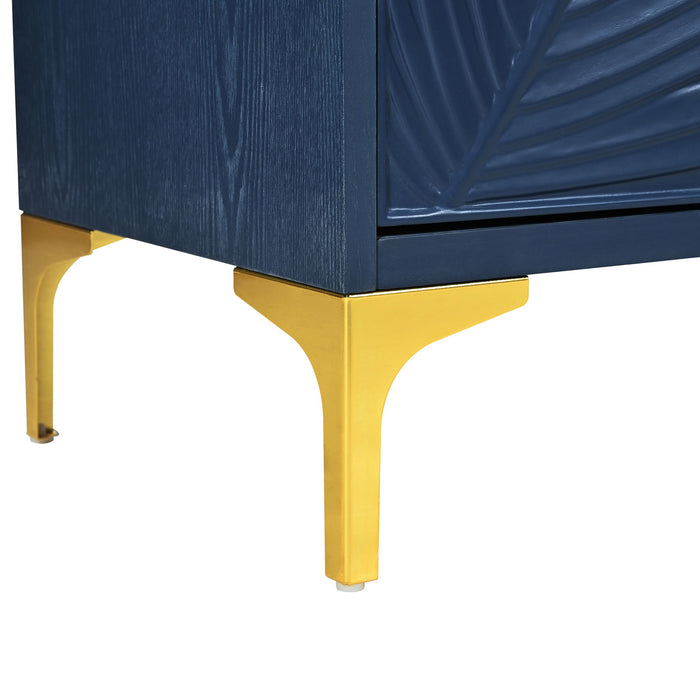 Modern 4 Door Sideboard With Creative Carved Surface And Adjustable Shelves