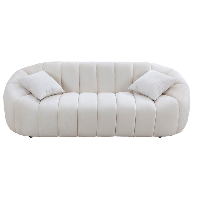 3 Seater Modern Sofa With Deep Channel - Beige