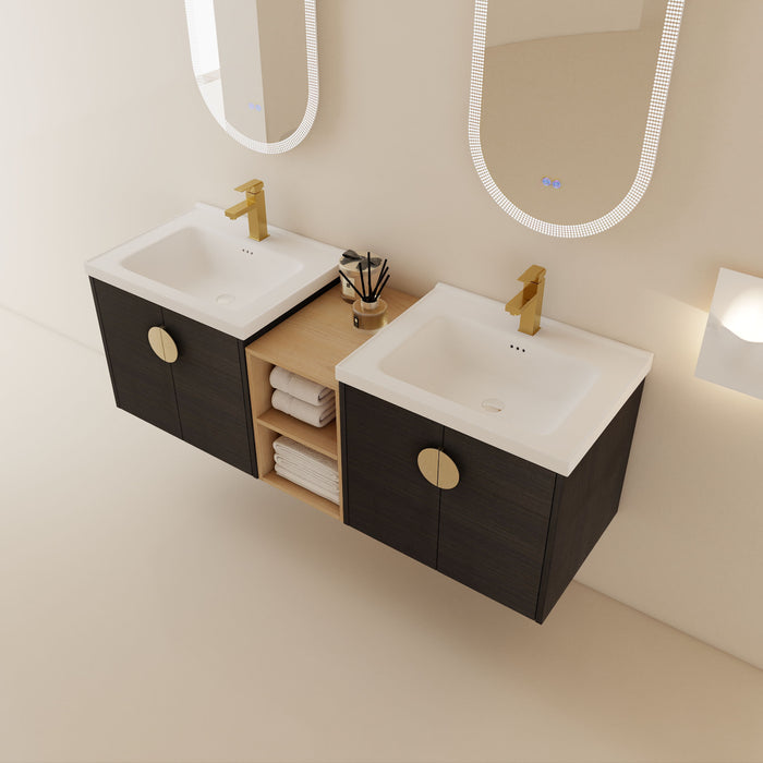 60" So Feet Close Doors Bathroom Vanity With Sink, And A Small Storage Shelves. Bvc06360Bct