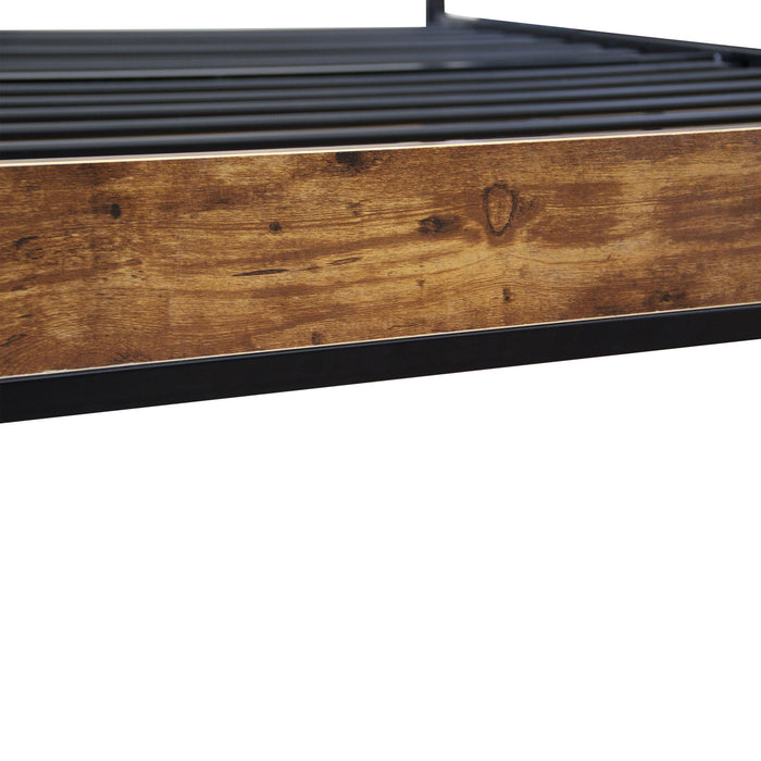 Modern Twin Size Metal Bed Frame Sturdy System Metal & Wood - Black
