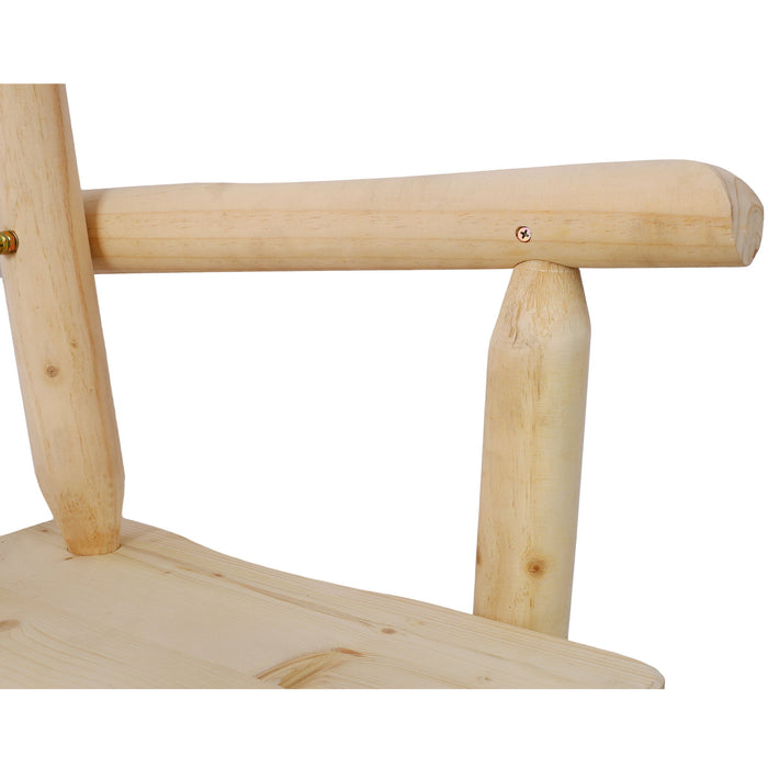 Rustic Bar Stool, Fir Wood Construction, Wide Armrest