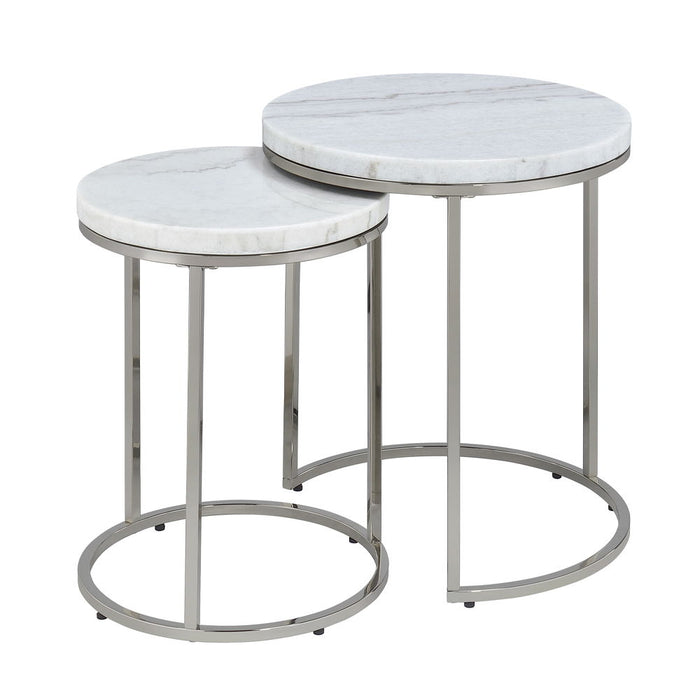Zaidee - Nesting Table Set - Marble Top & Nickel
