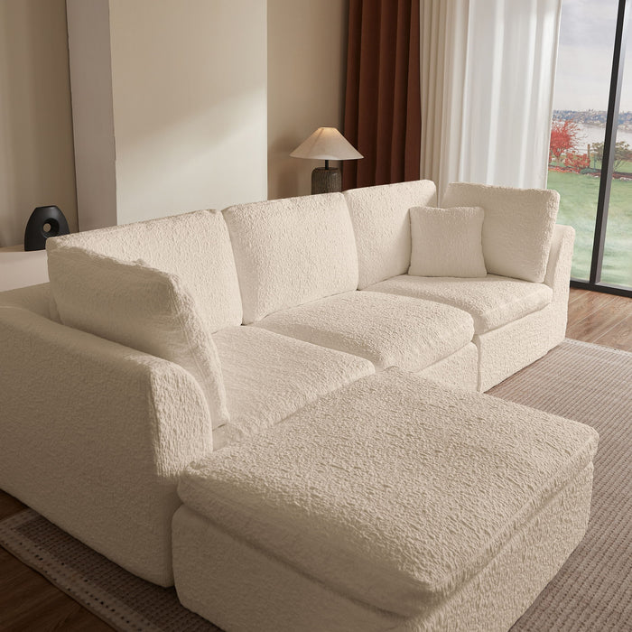 Cloud Sectional Couch, Convertible With Ottoman, 3 Seater Modular Design