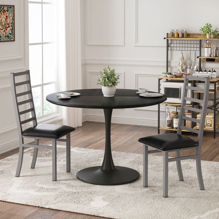 Metal Dining Chairs With Steel Legg, High Back Armless Design