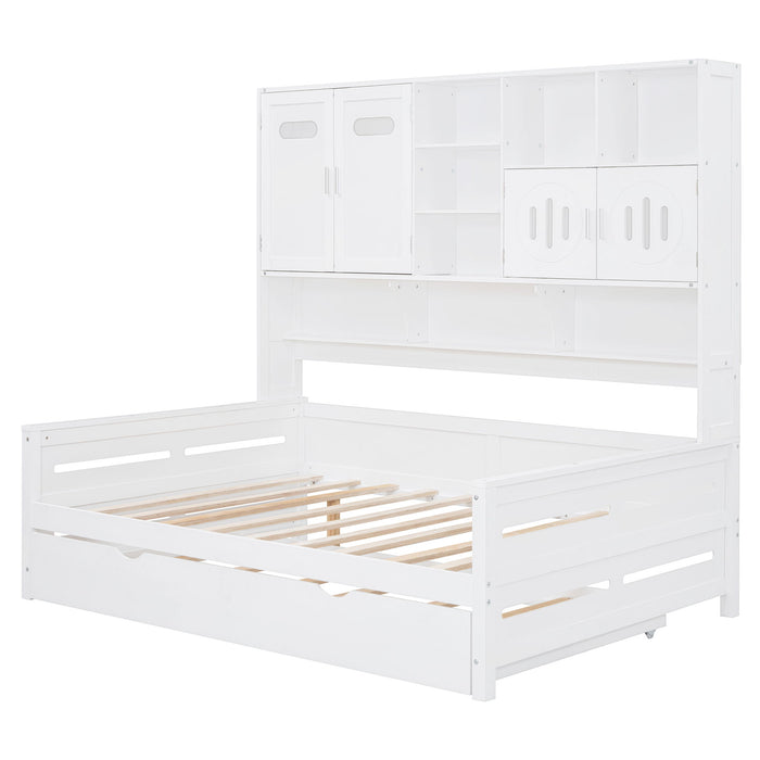 Daybed With All-In-One Cabinet And Shelf