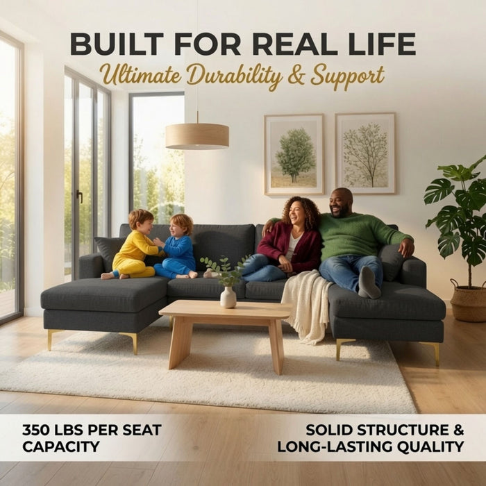 U - Shaped Sectional Sofa With Double Chaise