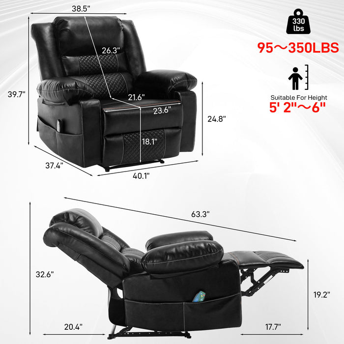 Breathable Leather Massage Recliner Manual Chair