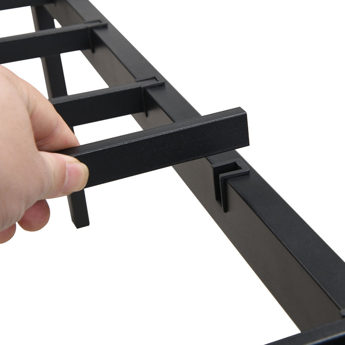 ModerMetal Bedframe With Wood Panel Headboard