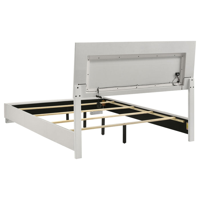 August - 6 Piece Queen Panel Bedroom Set With LED Lighting - White
