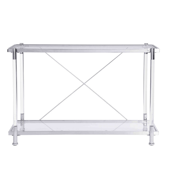 43.31'' Chrome Glass Sofa Table, Acrylic Side Table, Console Table For Living Room & Bedroom