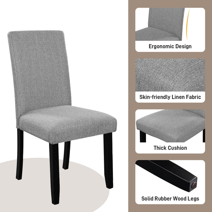 5 Piece Round Dining Table Set, Dining Table And 4 Upholstered Chairs For Dining Room, Kitchen Room, Living Room - White / Gray