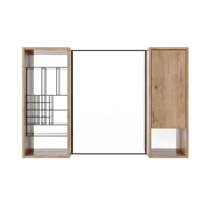41.3" Wall Mounted Cabinet With Storage, Medicine Cabinet With Door And Adjustable Shelves - Imitative Oak
